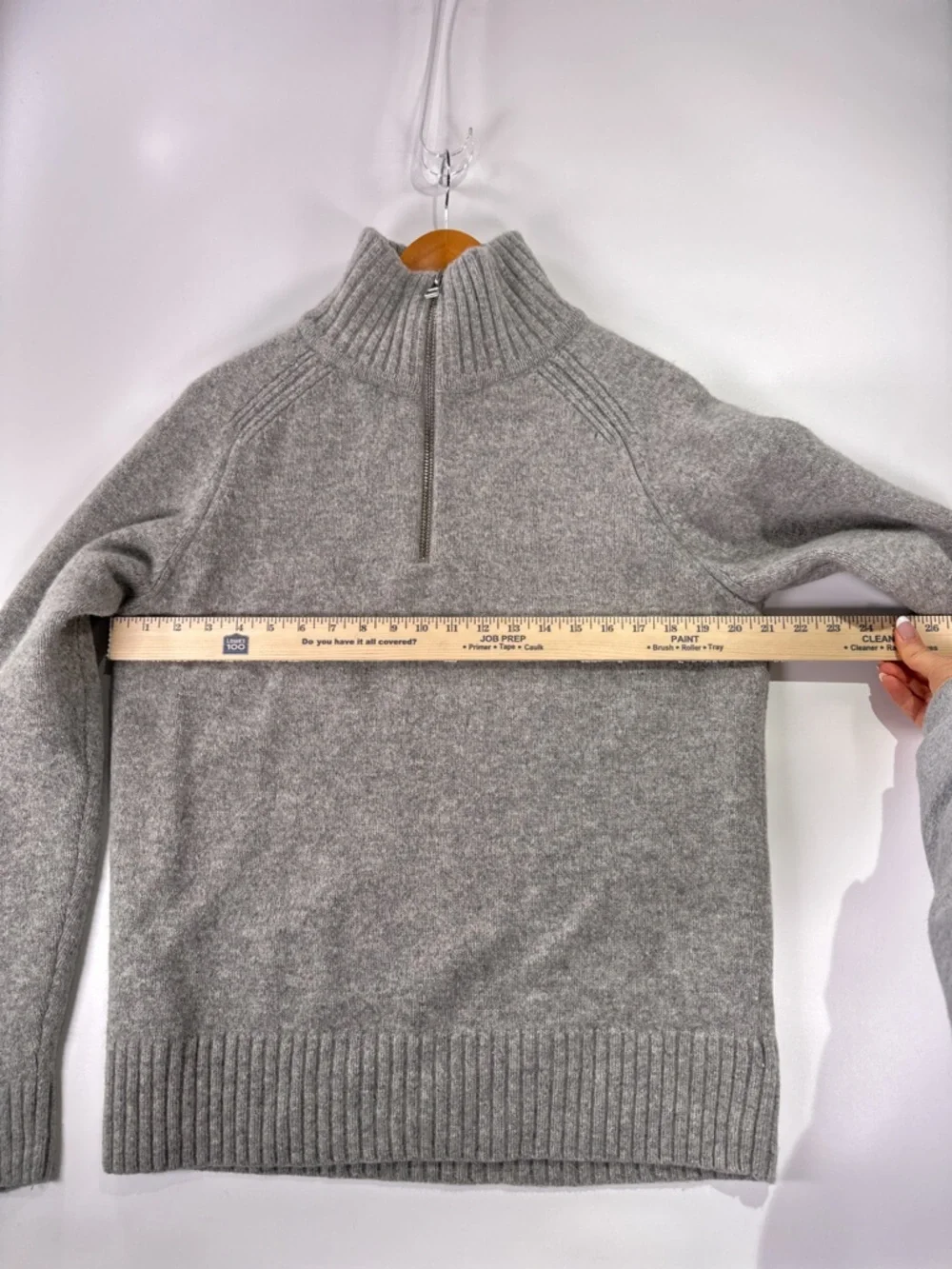 A Day's March Half Zip Sweater Mock Neck Lambswool Heather Grey Mens Large